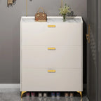 Grey/White Wood Hidden Storage Shoe Cabinet for Entryway