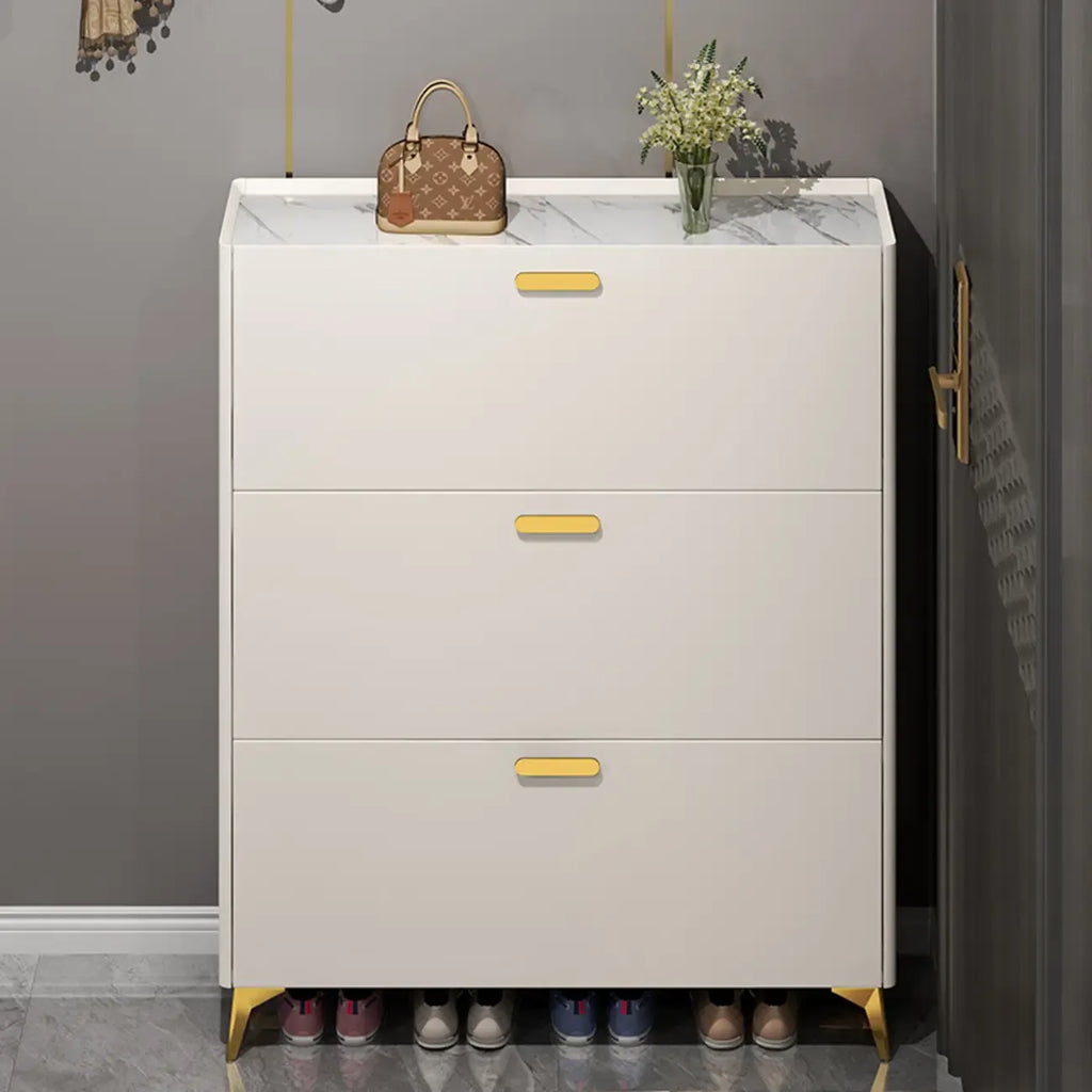 Grey/White Wood Hidden Storage Shoe Cabinet for Entryway