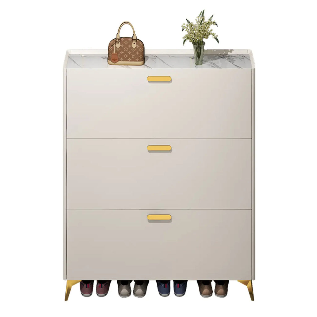 Grey/White Wood Hidden Storage Shoe Cabinet for Entryway