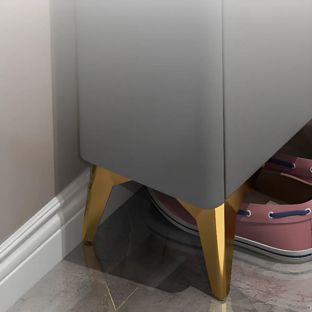 Grey/White Wood Hidden Storage Shoe Cabinet for Entryway