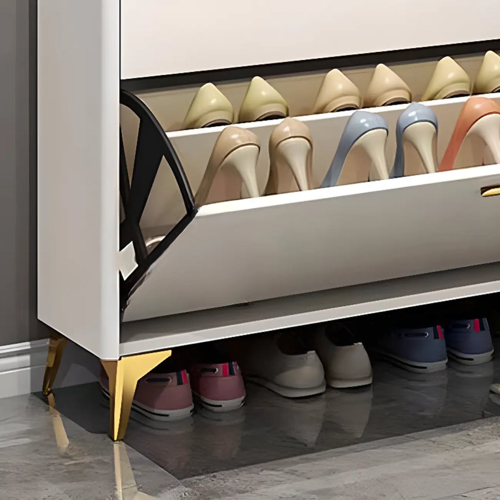 Grey/White Wood Hidden Storage Shoe Cabinet for Entryway