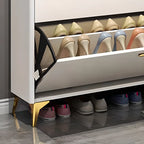 Grey/White Wood Hidden Storage Shoe Cabinet for Entryway