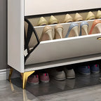 Grey/White Wood Hidden Storage Shoe Cabinet for Entryway