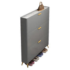 Grey/White Wood Hidden Storage Shoe Cabinet for Entryway