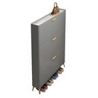 Grey/White Wood Hidden Storage Shoe Cabinet for Entryway