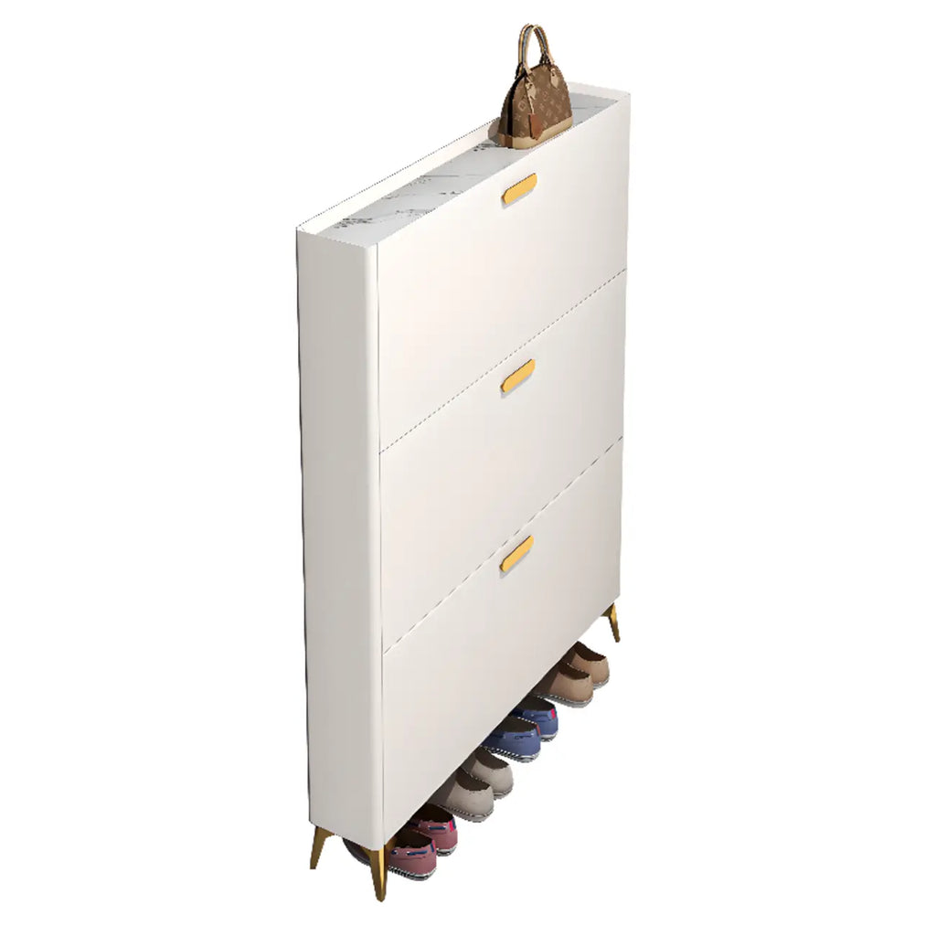 Grey/White Wood Hidden Storage Shoe Cabinet for Entryway