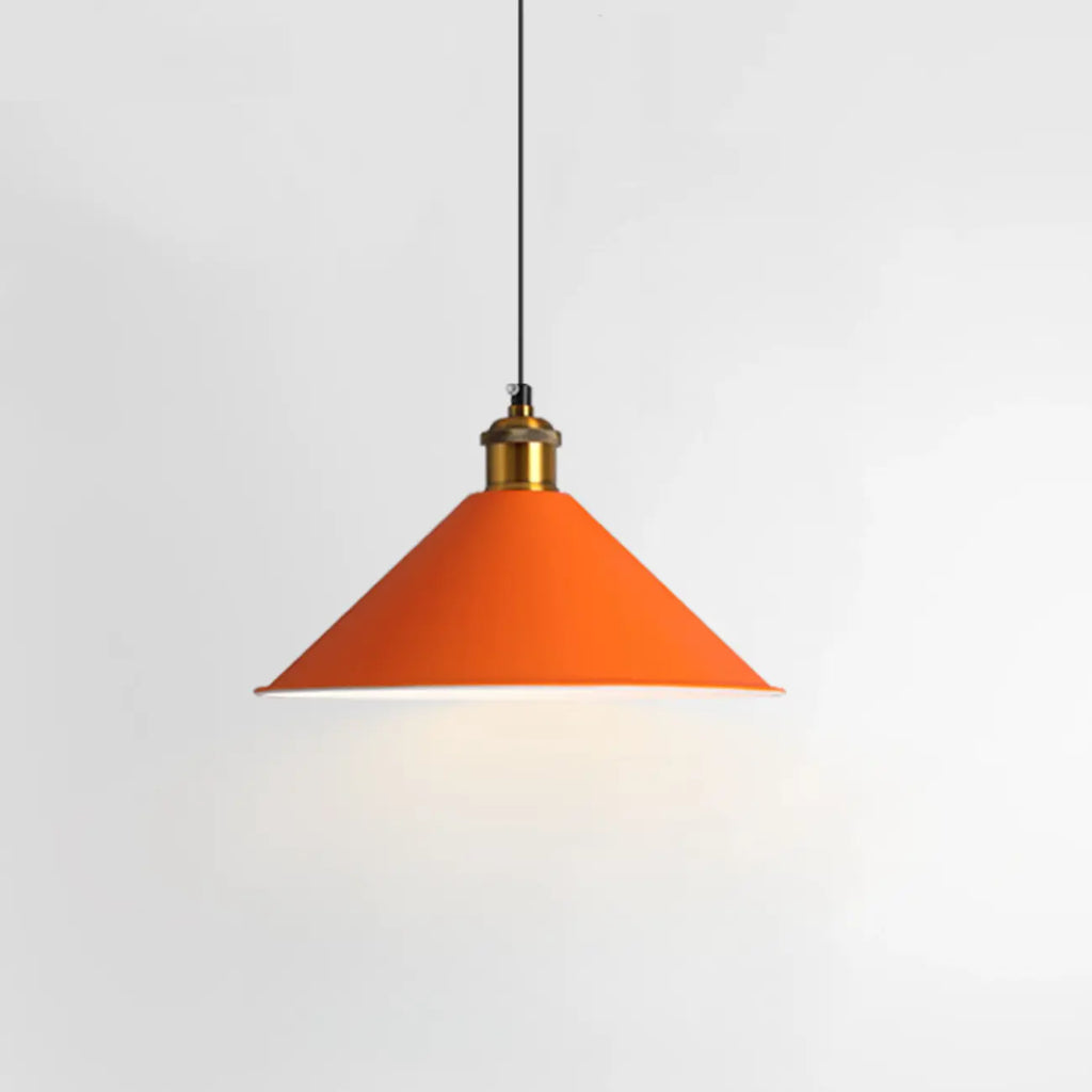 Industrial Orange Metal Pendant Light for Dining Room