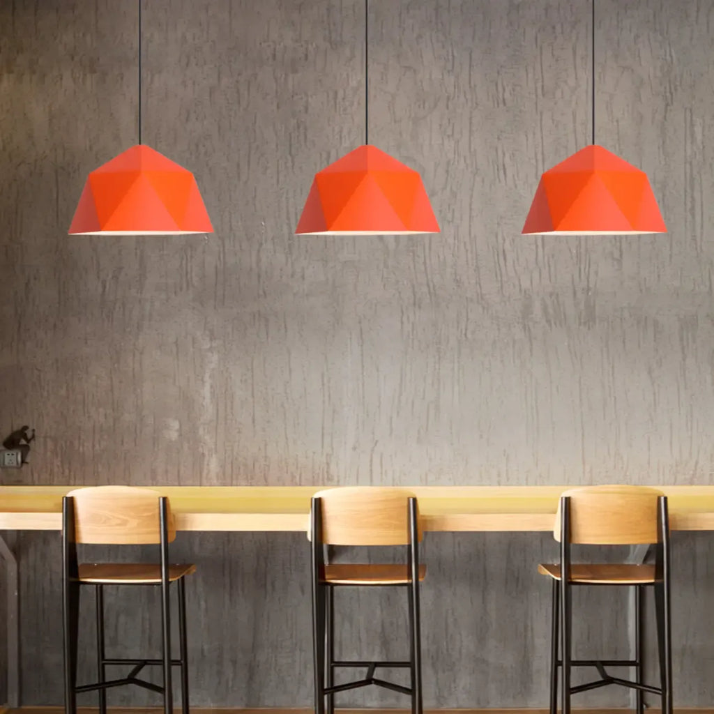 Industrial Orange Metal Pendant Light for Dining Room