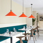Industrial Orange Metal Pendant Light for Dining Room