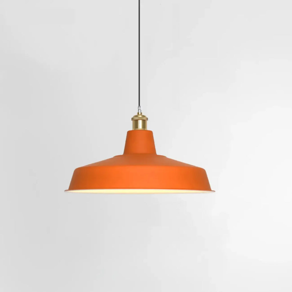 Industrial Orange Metal Pendant Light for Dining Room