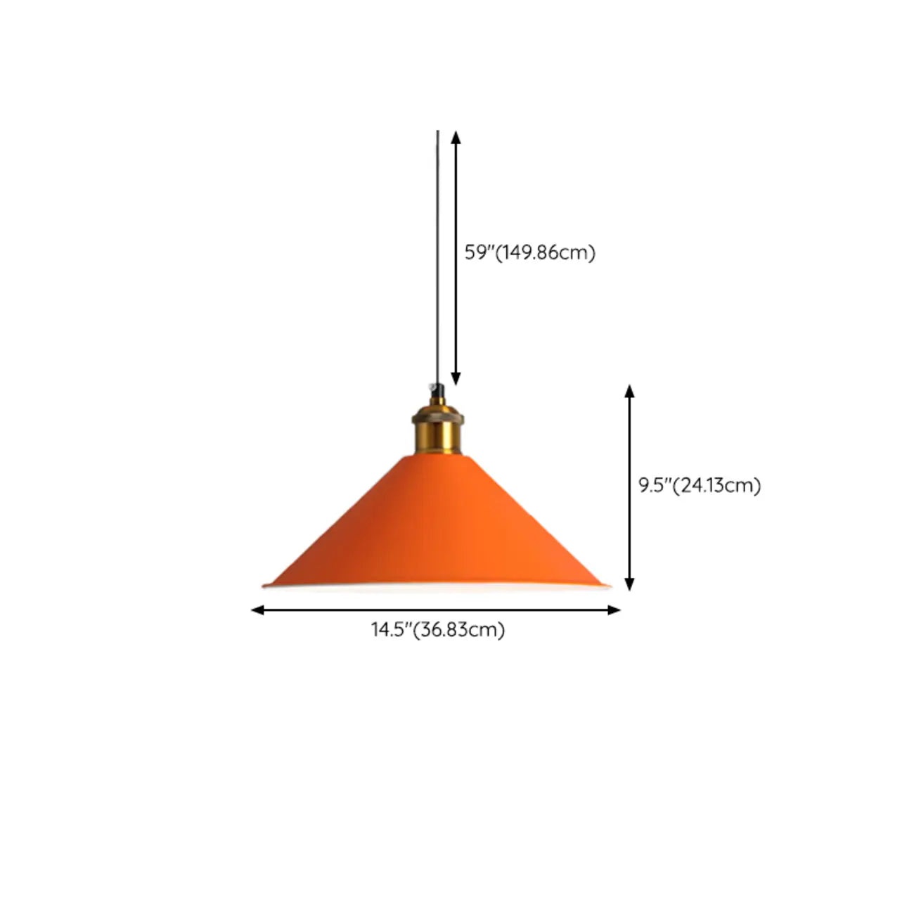 Industrial Orange Metal Pendant Light for Dining Room