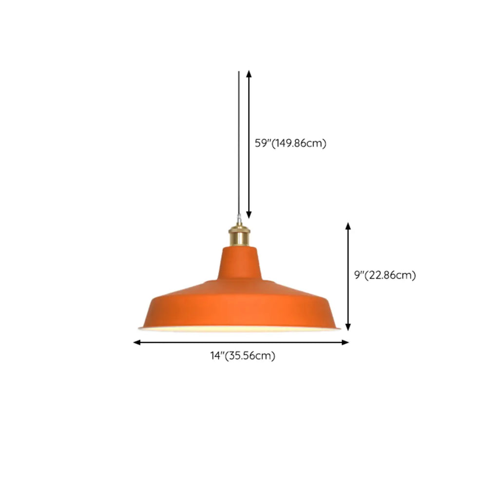Industrial Orange Metal Pendant Light for Dining Room