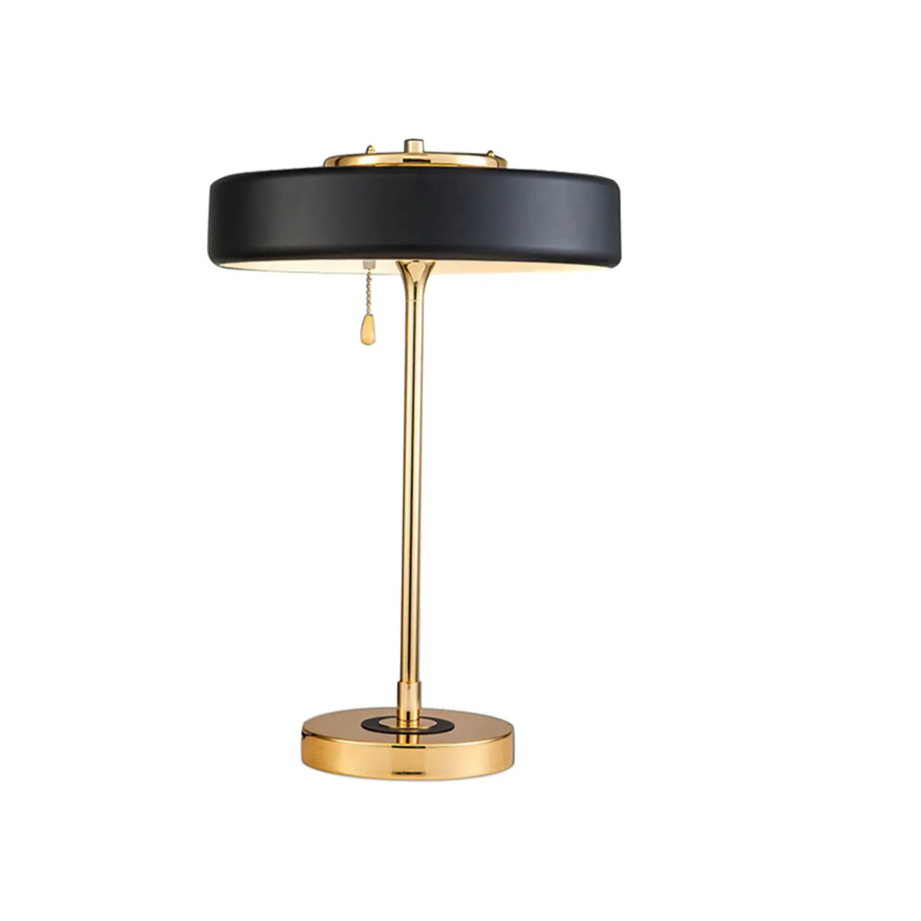 Gold Geometric Bedside Lamp with Pull Chain Switch