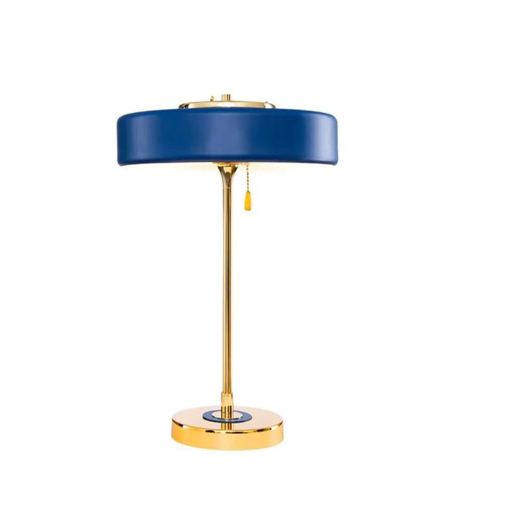 Gold Geometric Bedside Lamp with Pull Chain Switch