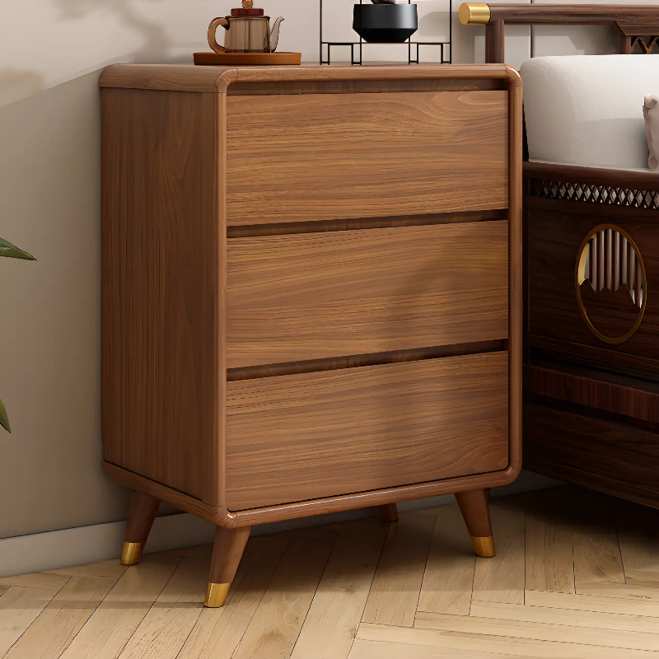 Cube Brown Wooden Console Chest in 8-Drawer