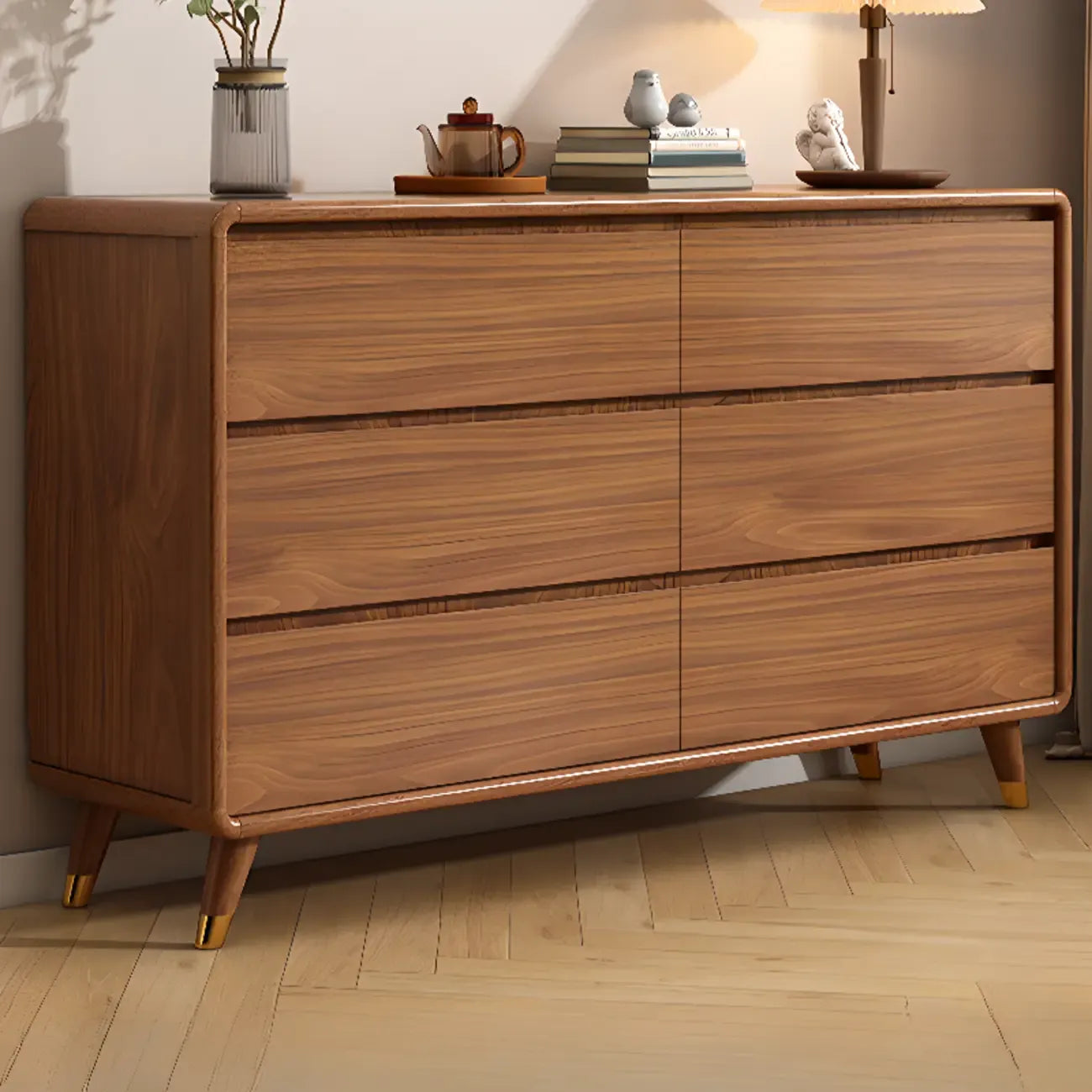 Cube Brown Wooden Console Chest in 8-Drawer
