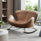 Faux Leather Upholstered Rocking Chair Stylish 2 Seat for Indoor