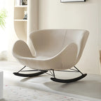 Faux Leather Upholstered Rocking Chair Stylish 2 Seat for Indoor