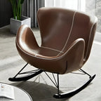 Faux Leather Upholstered Rocking Chair Stylish 2 Seat for Indoor
