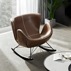Faux Leather Upholstered Rocking Chair Stylish 2 Seat for Indoor