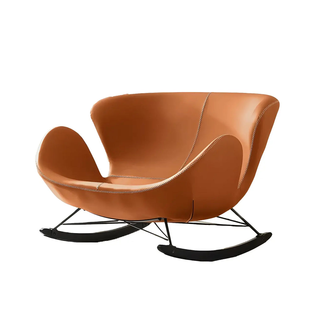Faux Leather Upholstered Rocking Chair Stylish 2 Seat for Indoor