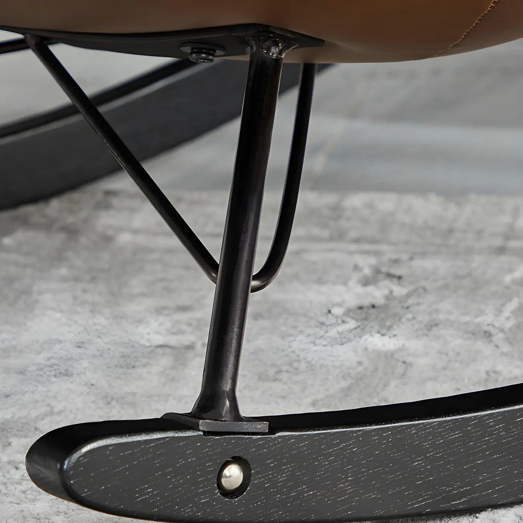 Faux Leather Upholstered Rocking Chair Stylish 2 Seat for Indoor