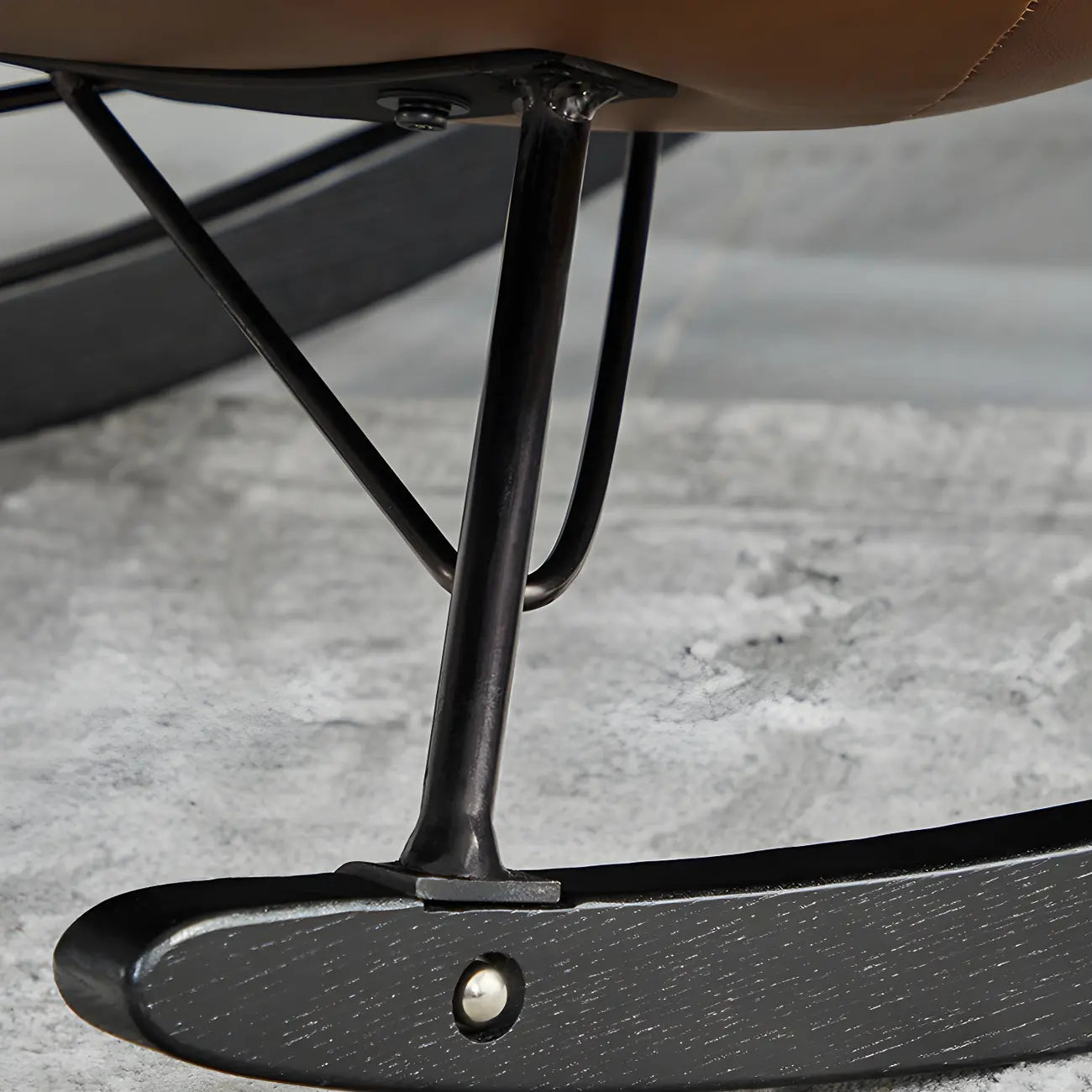 Faux Leather Upholstered Rocking Chair Stylish 2 Seat for Indoor