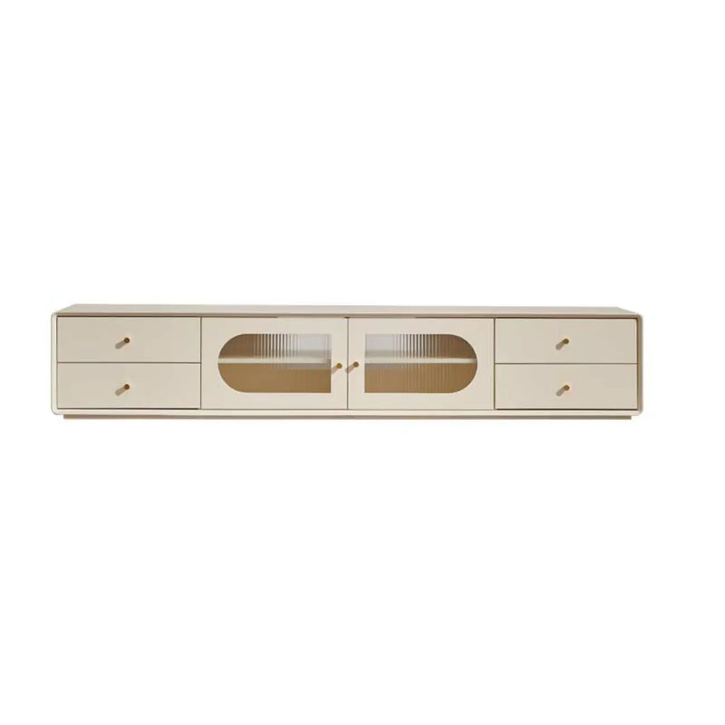 63 Contemporary White Pine Wood TV Stand with 4 Drawers
