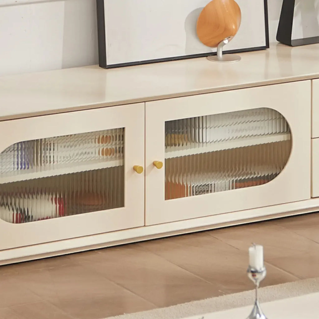 63 Contemporary White Pine Wood TV Stand with 4 Drawers