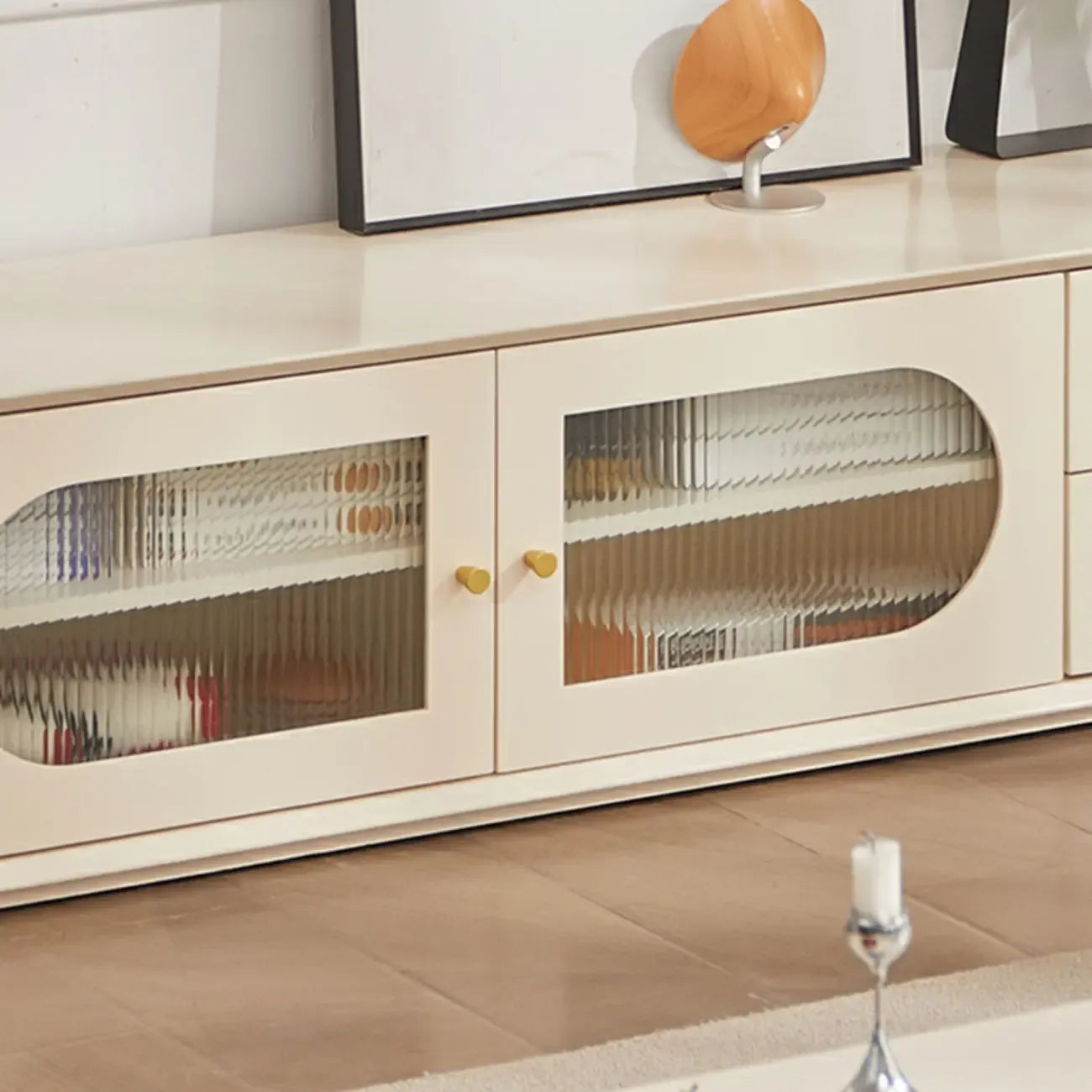 63 Contemporary White Pine Wood TV Stand with 4 Drawers