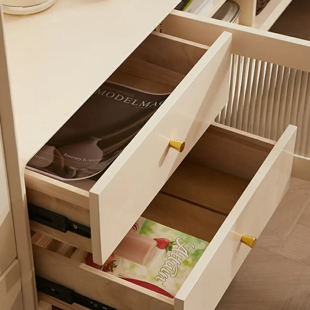 63 Contemporary White Pine Wood TV Stand with 4 Drawers
