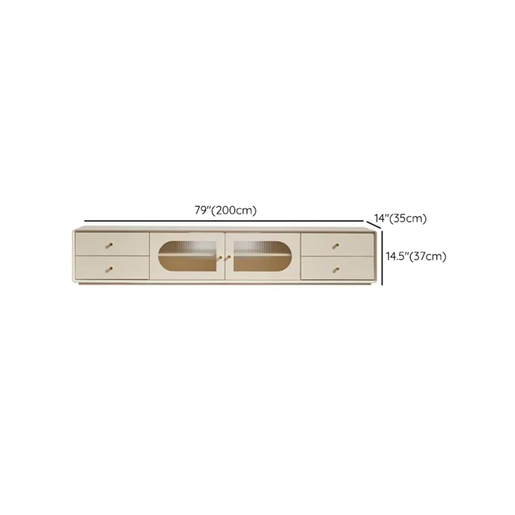 63 Contemporary White Pine Wood TV Stand with 4 Drawers
