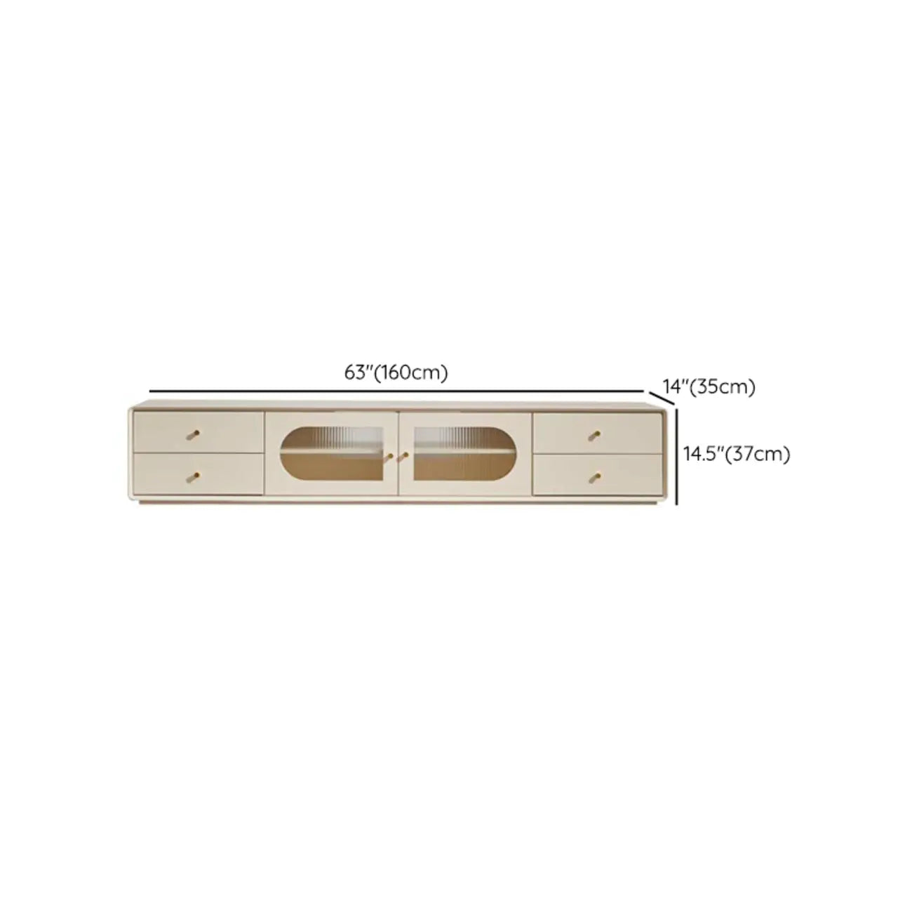 63 Contemporary White Pine Wood TV Stand with 4 Drawers