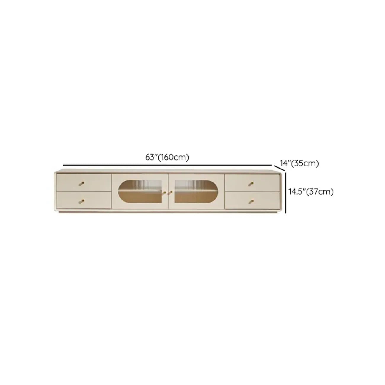 63 Contemporary White Pine Wood TV Stand with 4 Drawers