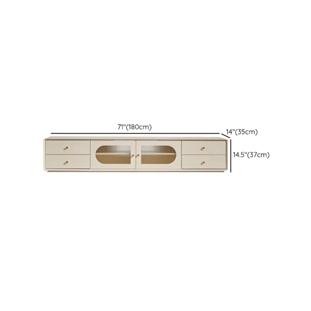 63 Contemporary White Pine Wood TV Stand with 4 Drawers