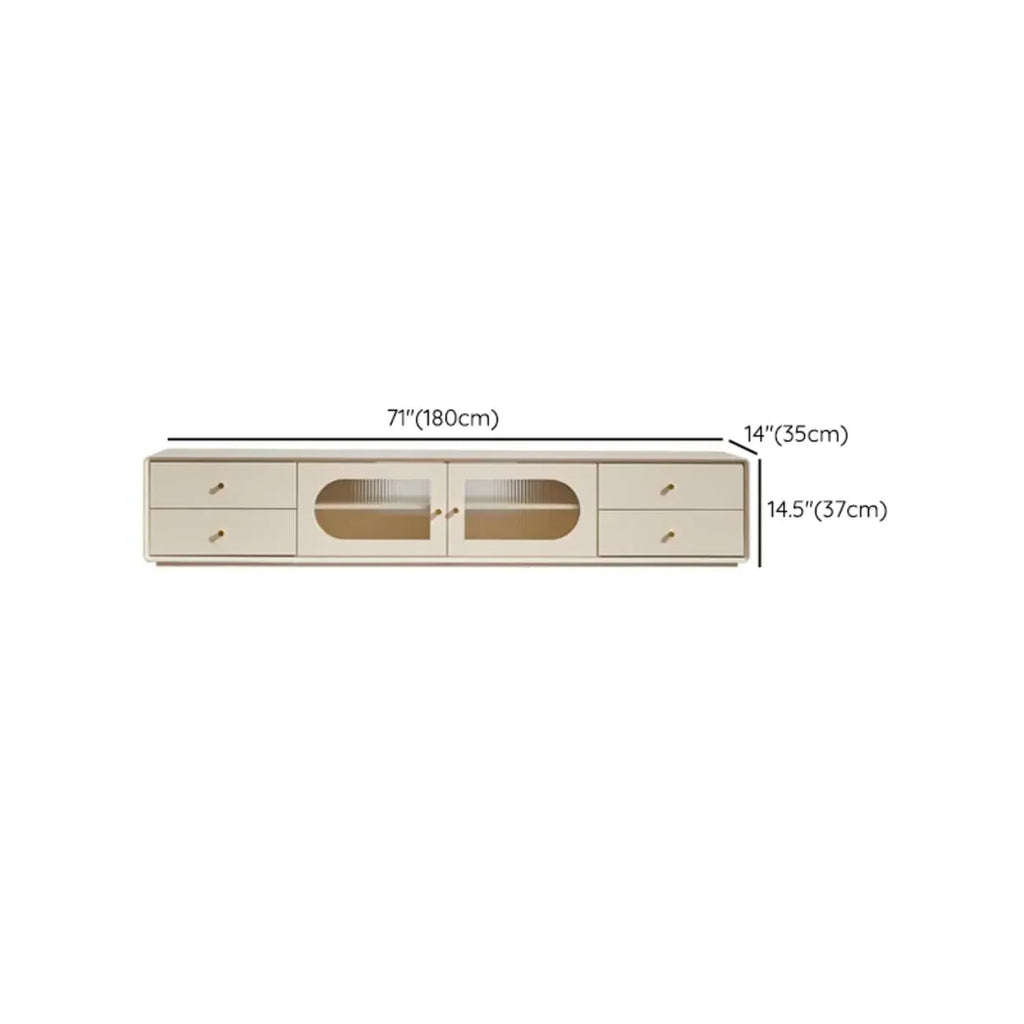63 Contemporary White Pine Wood TV Stand with 4 Drawers