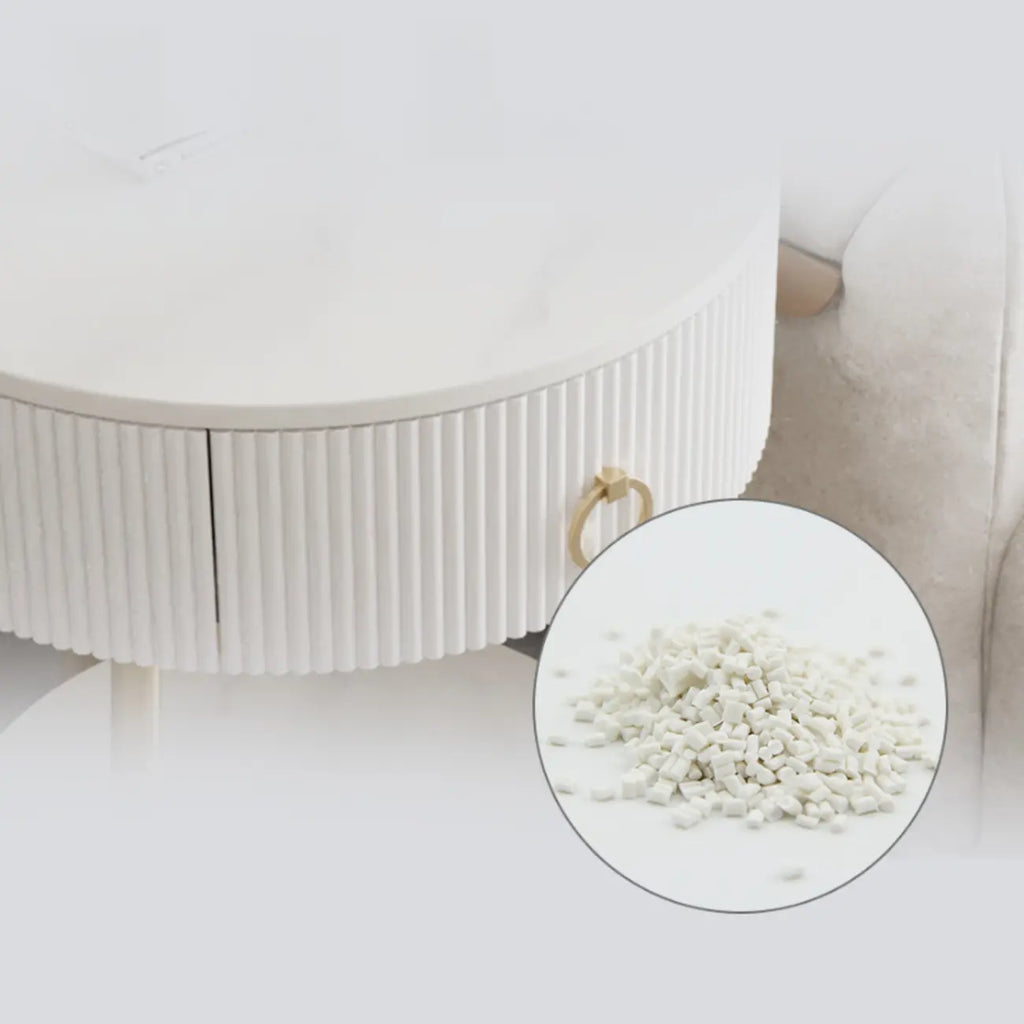 Modern Round Marble End Table with Storage and Metal Legs