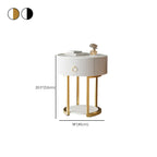 Modern Round Marble End Table with Storage and Metal Legs