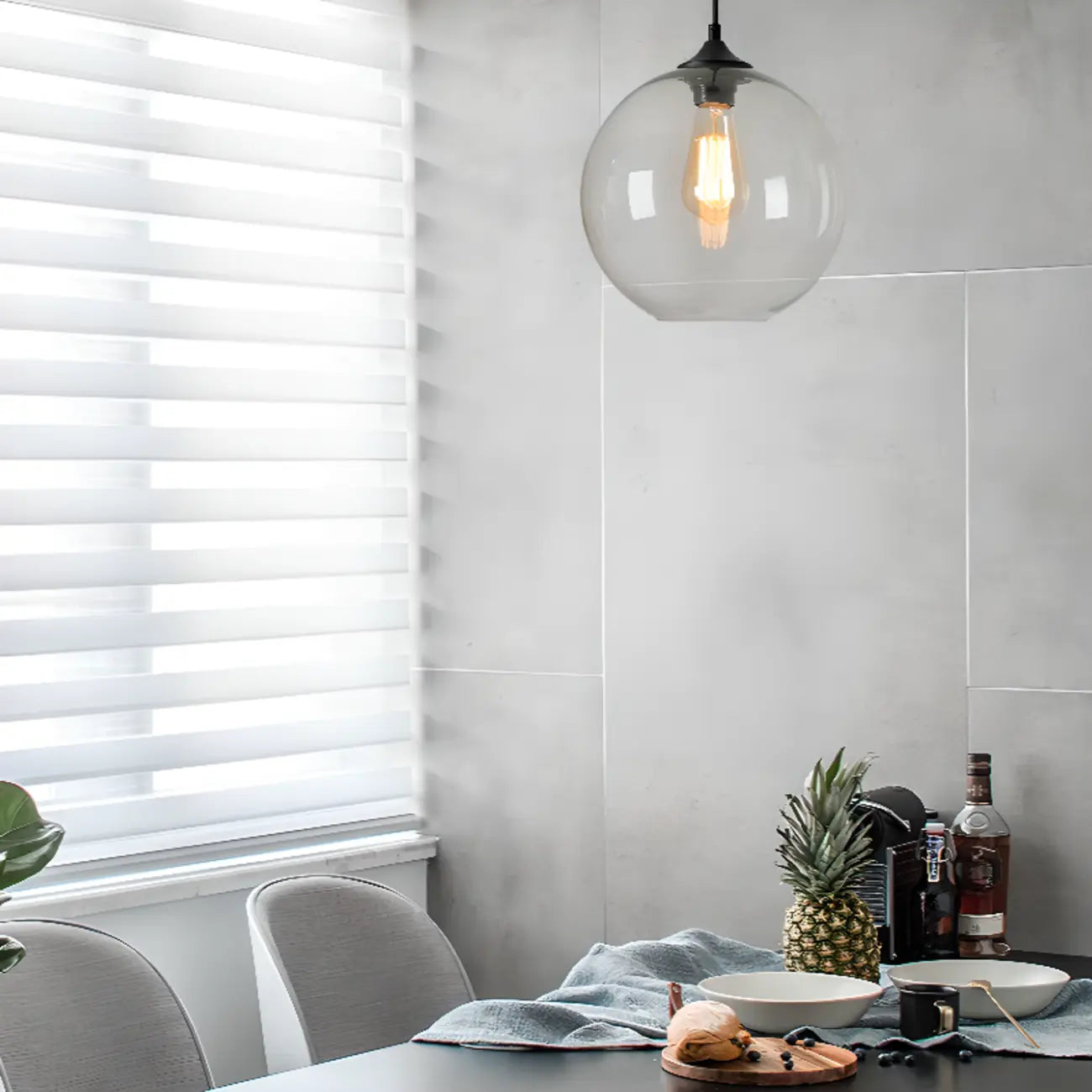 Modern Single Glass Globe Pendant Light for Residential Use