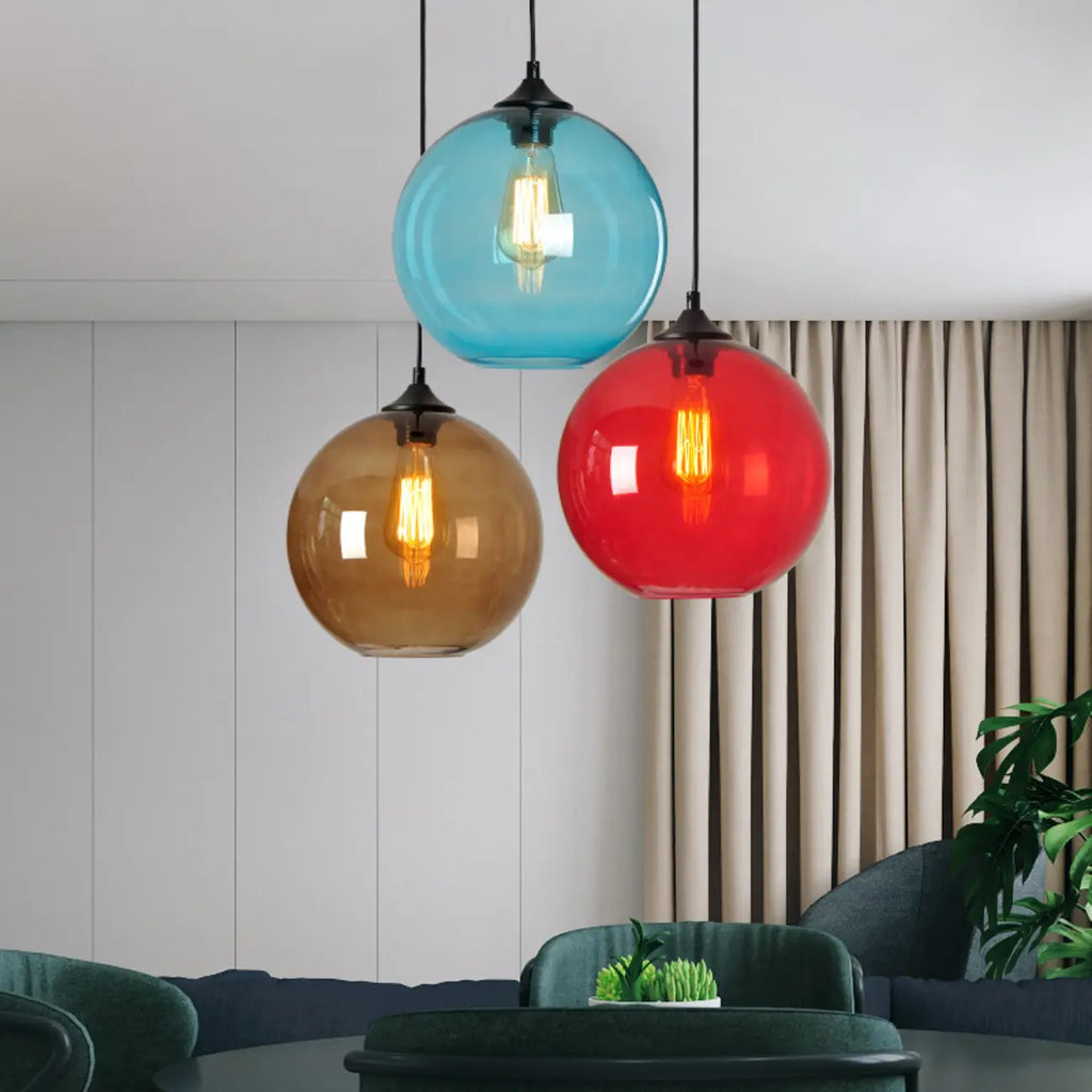 Modern Single Glass Globe Pendant Light for Residential Use