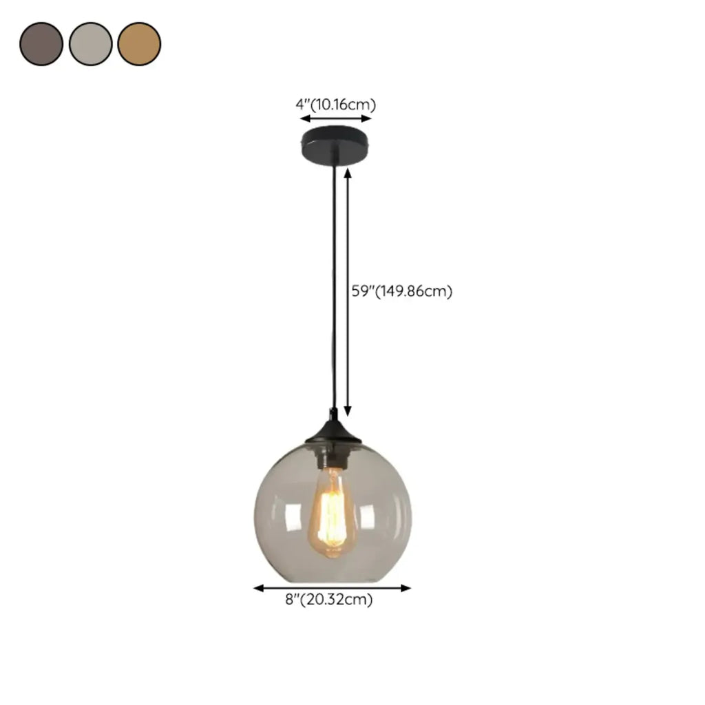 Modern Single Glass Globe Pendant Light for Residential Use