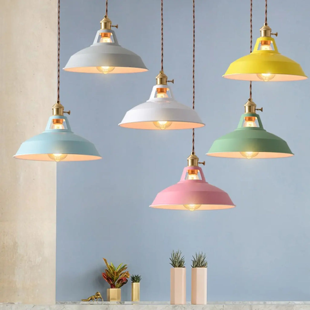 Macaron Iron Dome Pendant Lamp with Hardwired
