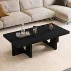 Minimalist Black Wood Rectangular Coffee Table for Living Room