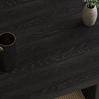 Minimalist Black Wood Rectangular Coffee Table for Living Room