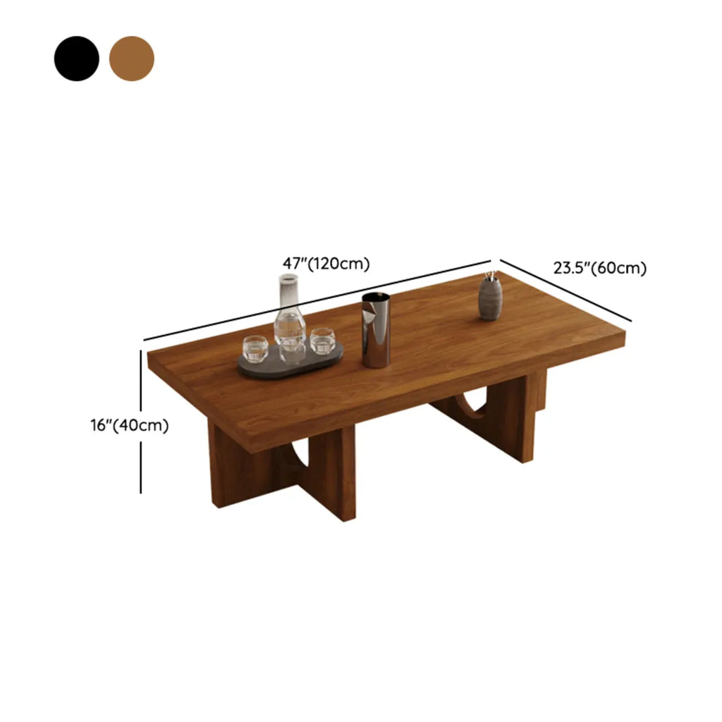 Minimalist Black Wood Rectangular Coffee Table for Living Room