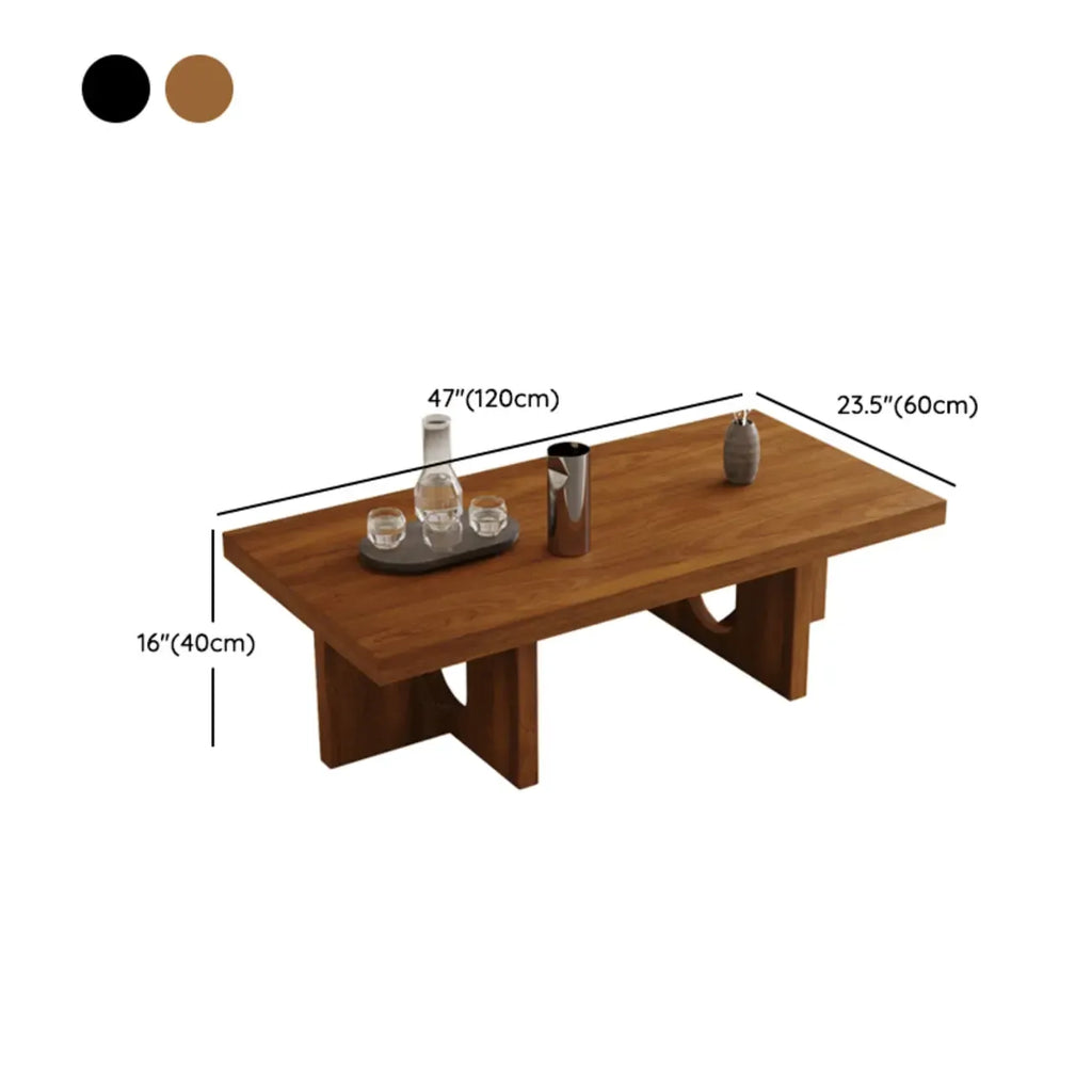 Minimalist Black Wood Rectangular Coffee Table for Living Room