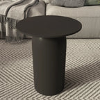 White Minimalist Round Coffee Table with Stone Top