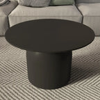 White Minimalist Round Coffee Table with Stone Top