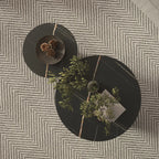 White Minimalist Round Coffee Table with Stone Top