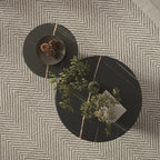 White Minimalist Round Coffee Table with Stone Top